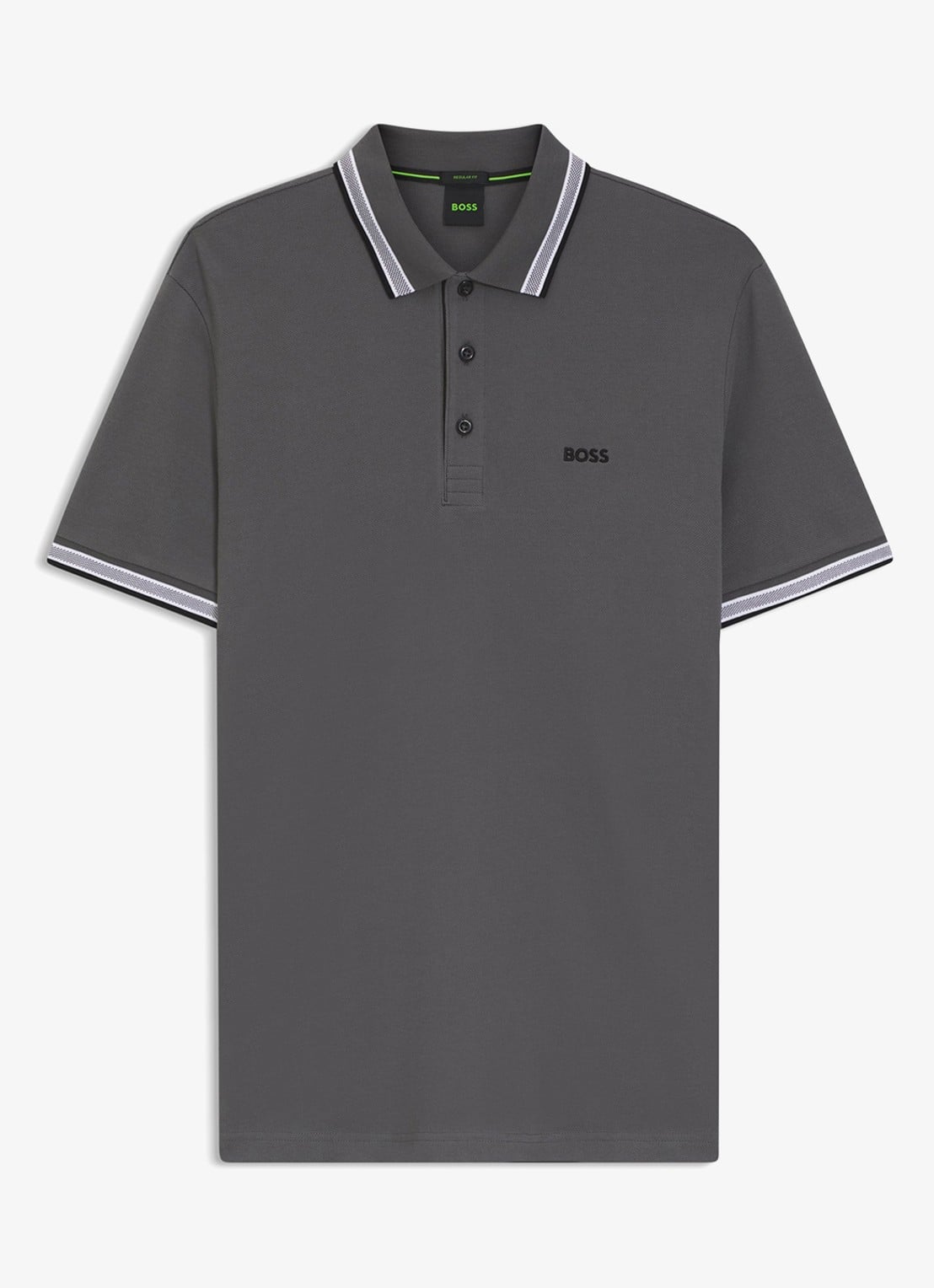 BOSS Paddy-polo van katoenpiqué - voorkant open grey-071 / grijs