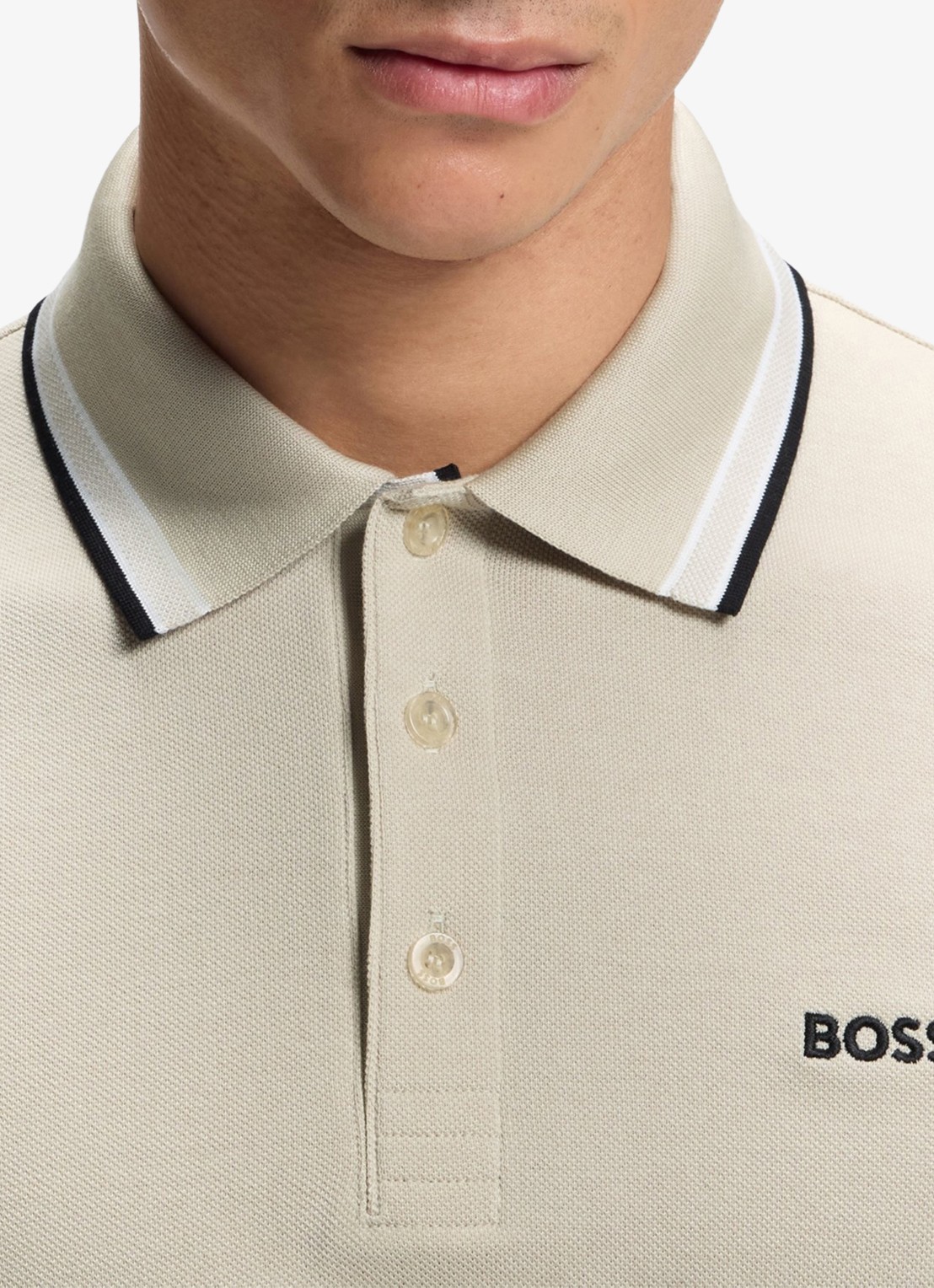 BOSS Paddy-polo van katoenpiqué - detail 2 light beige-276 / beige