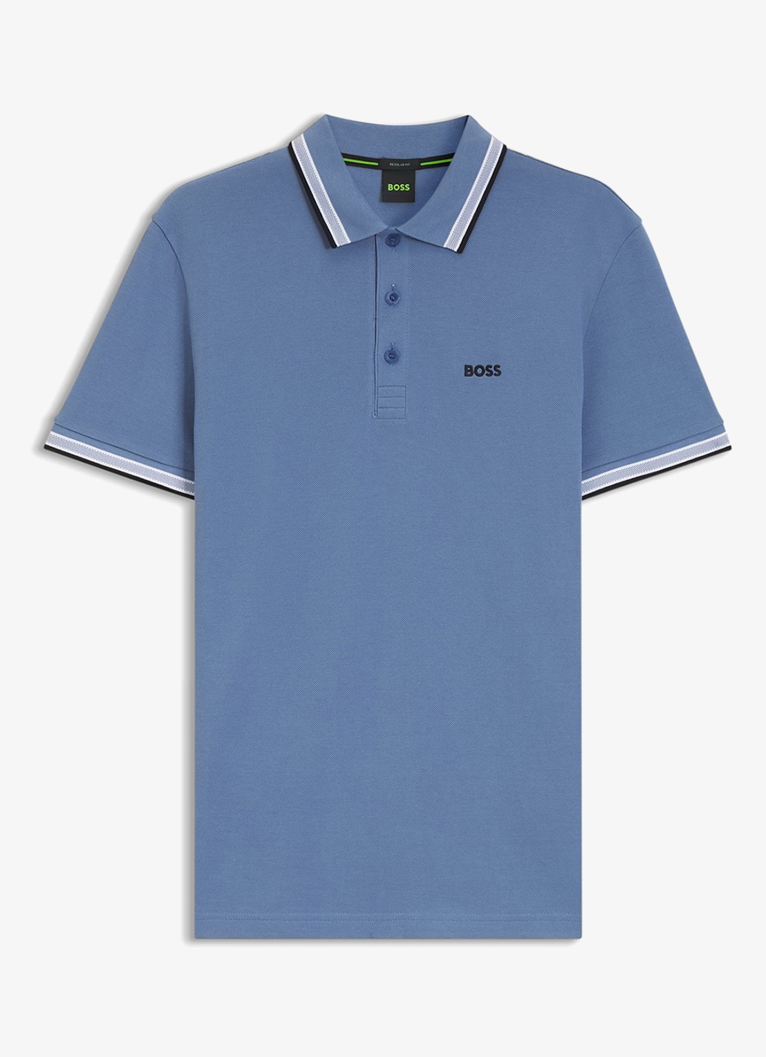 BOSS Paddy-polo van katoenpiqué - voorkant open blue-462 / blauw