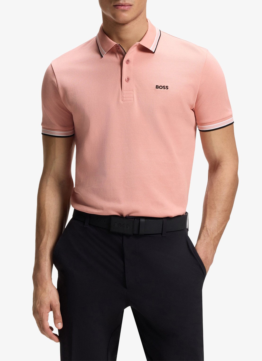 BOSS Paddy-polo van katoenpiqué - detail 4 light/pastel pink-686 / roze