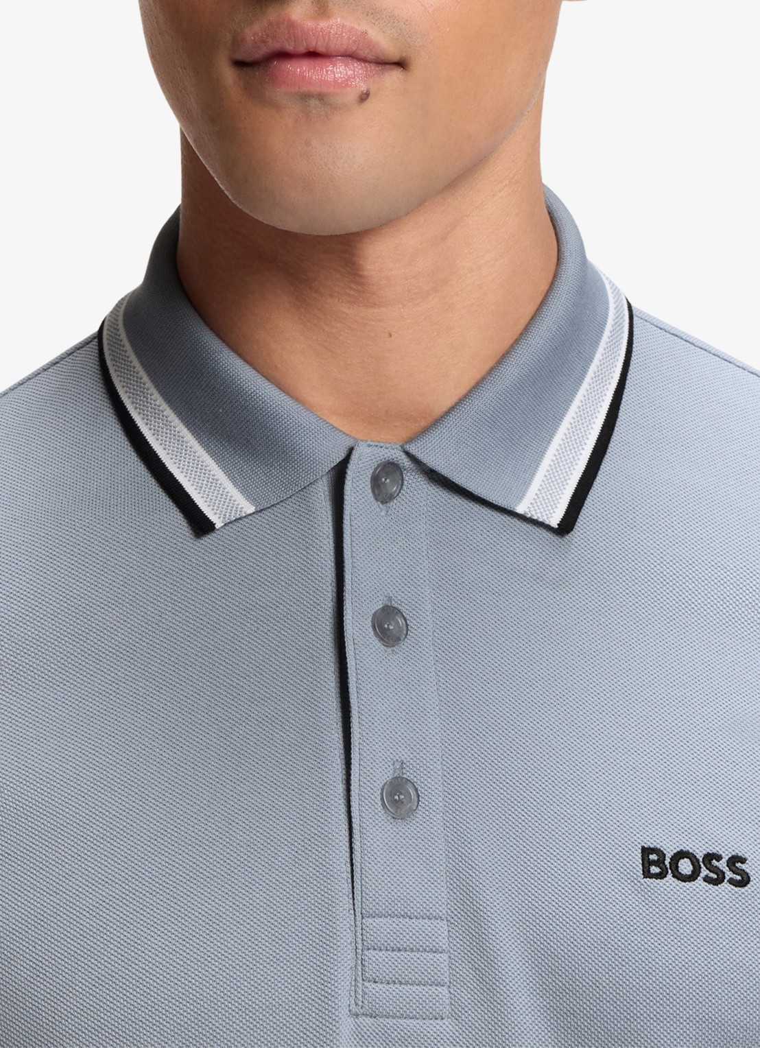 BOSS Paddy-polo van katoenpiqué - detail 5 dark grey-025 / grijs