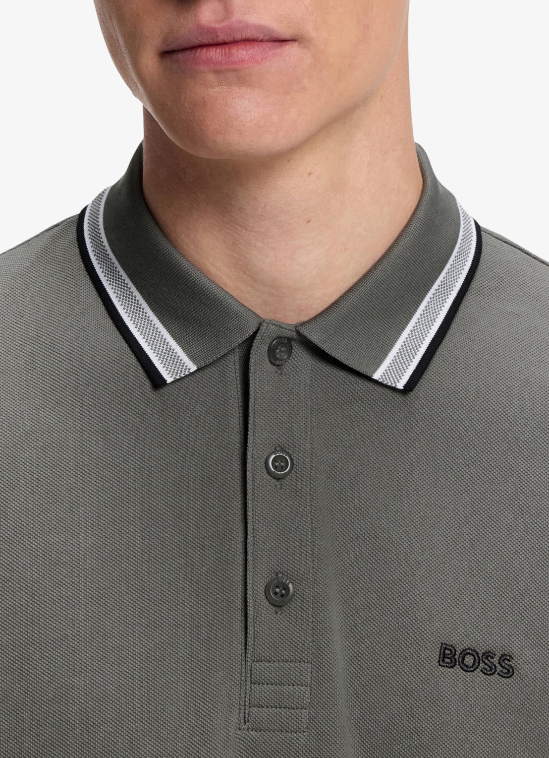 BOSS Paddy-polo van katoenpiqué - detail 5 light/pastel grey-054 / grijs
