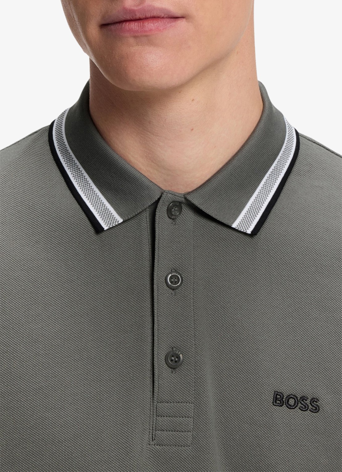 BOSS Paddy-polo van katoenpiqué - detail 6 light/pastel grey-054 / grijs