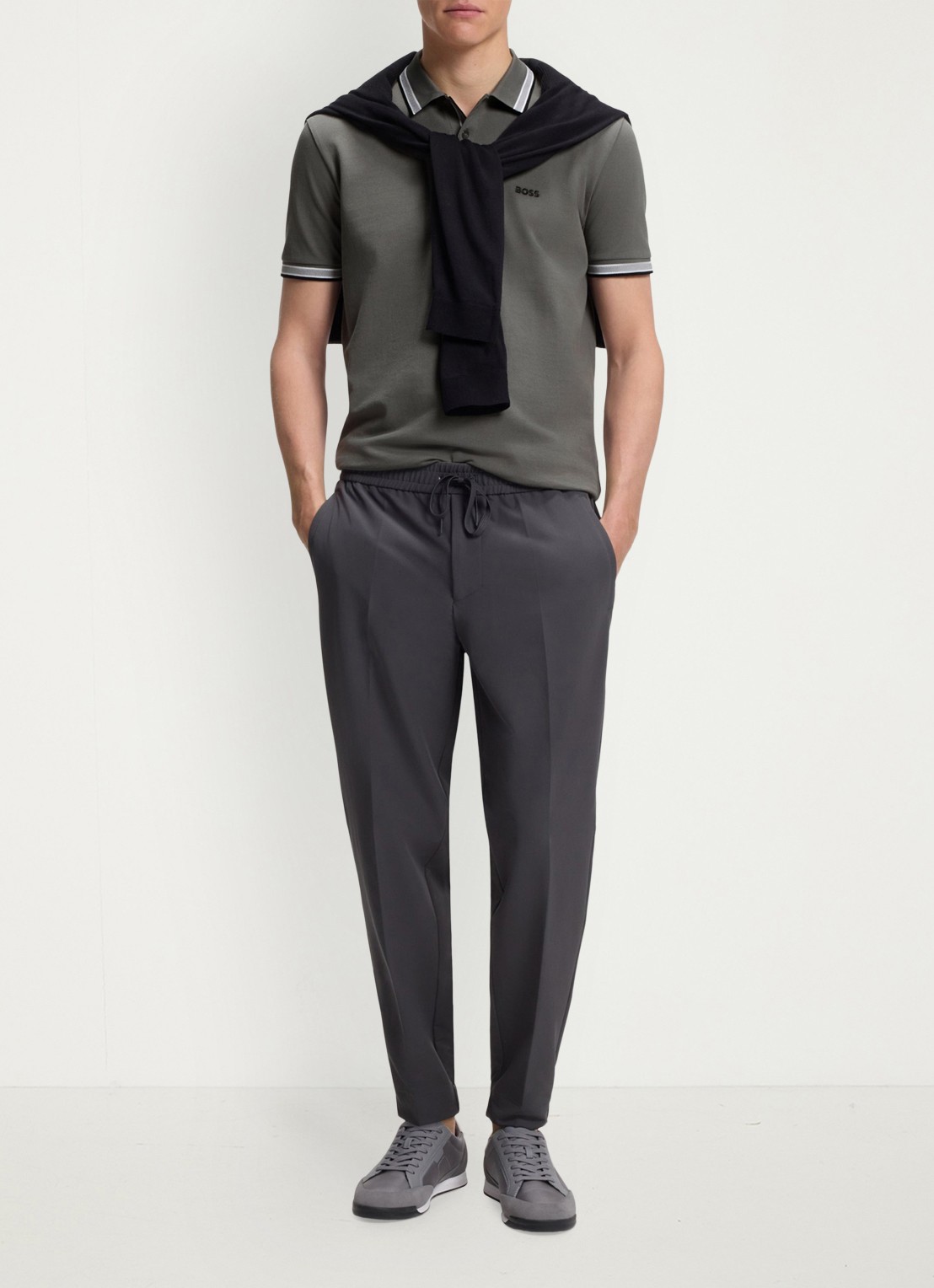 BOSS Paddy-polo van katoenpiqué - voorkant 3 light/pastel grey-054 / grijs