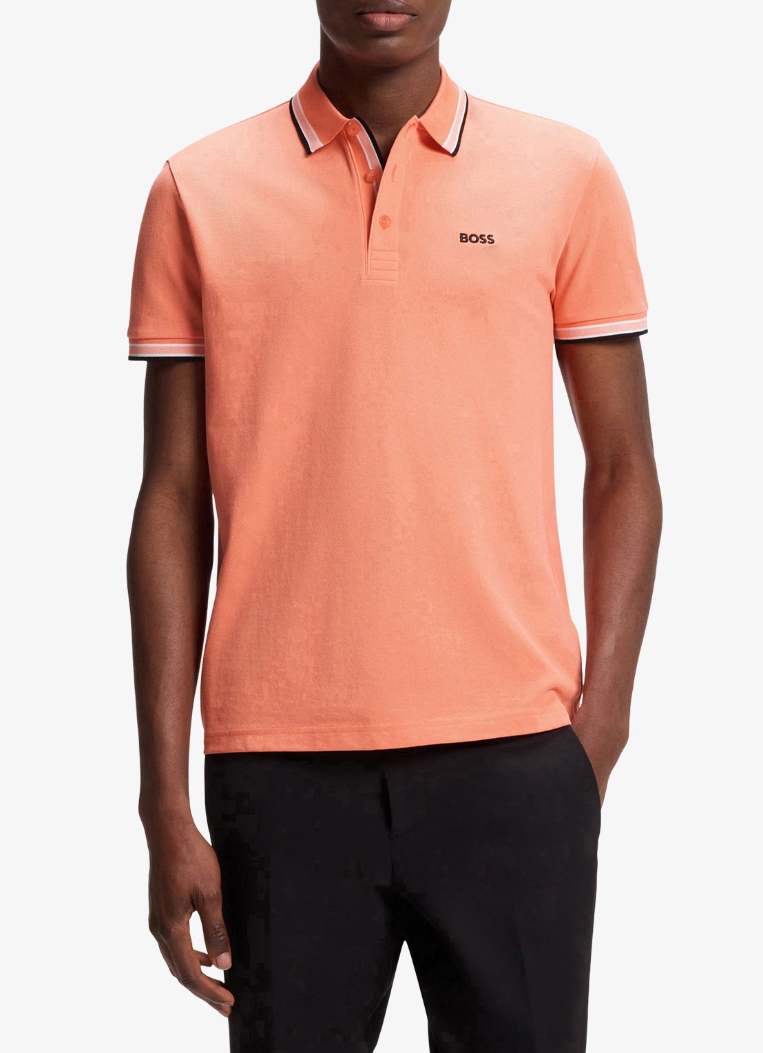 BOSS Paddy-polo van katoenpiqué - detail 4 pink-650 / roze