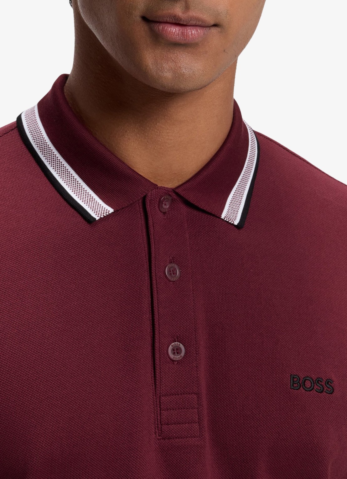 BOSS Paddy-polo van katoenpiqué - detail 2 dark pink-654 / roze