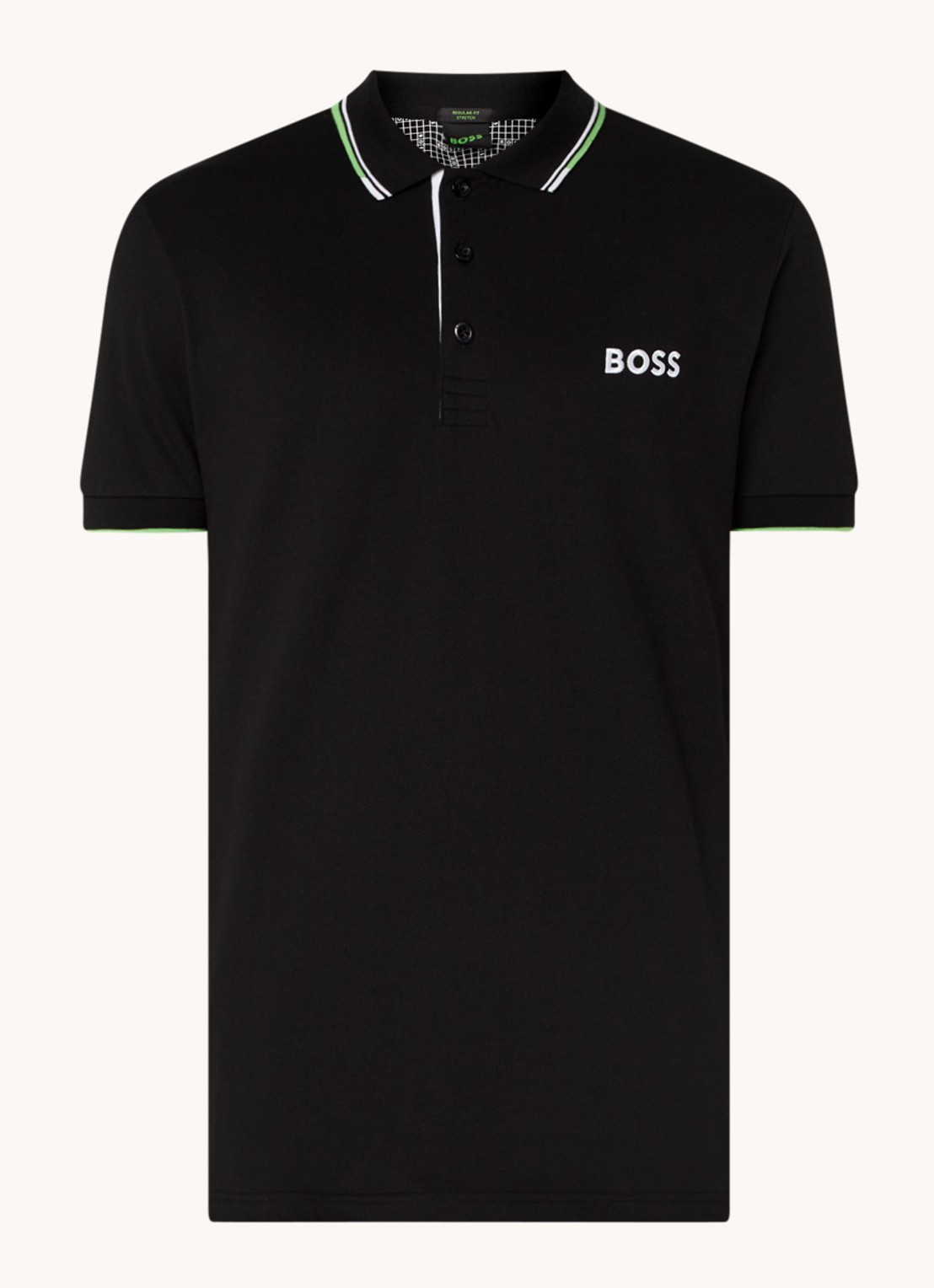 BOSS Paddy regular fit polo van piqué katoen  - voorkant 2 zwart