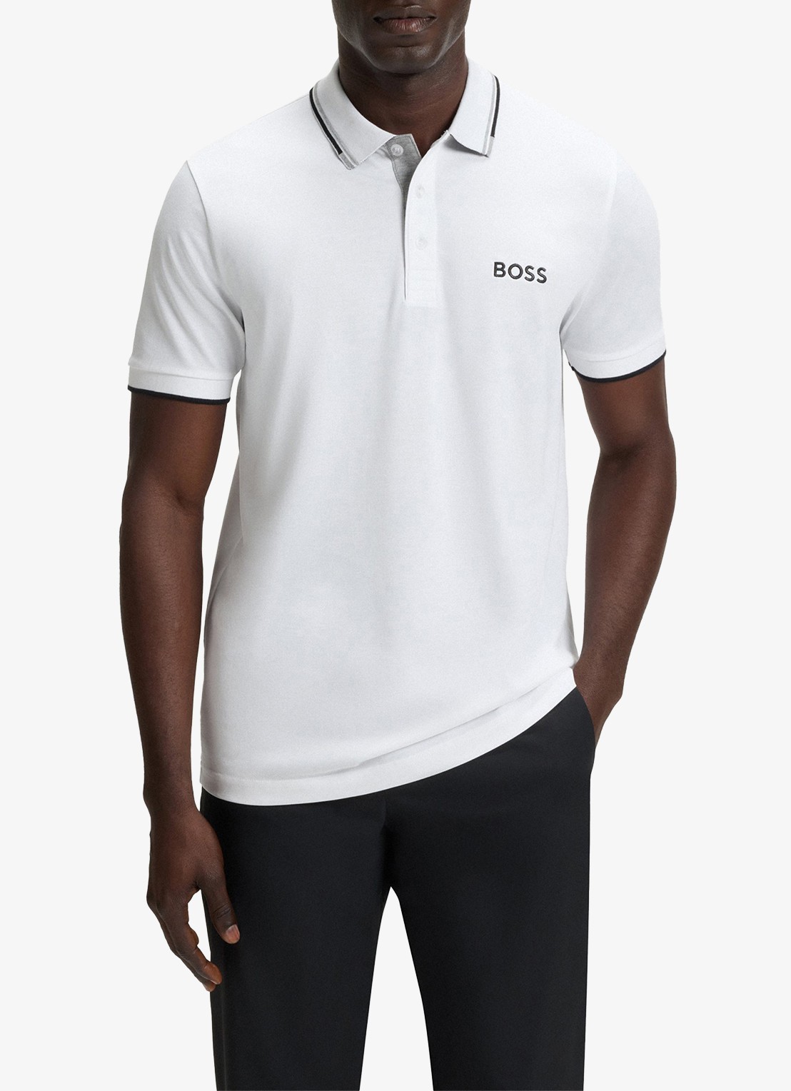 BOSS Paddy regular fit polo van piqué katoen  - detail 4 wit