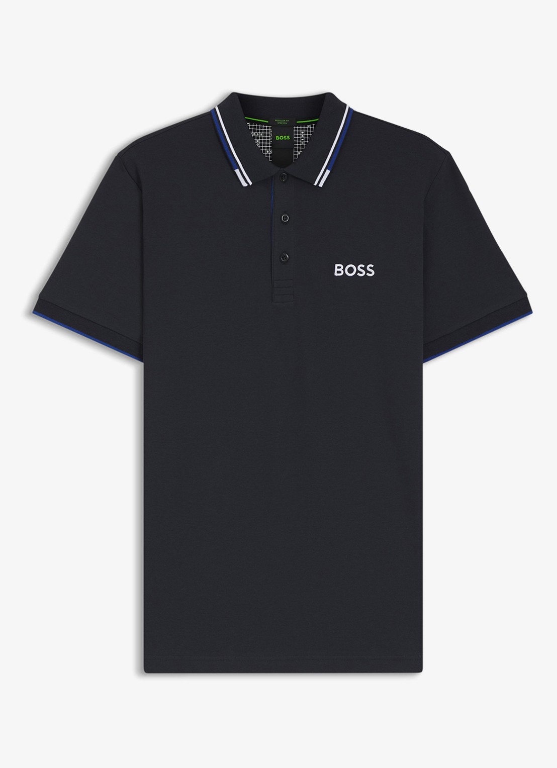 BOSS Paddy regular fit polo van piqué katoen  - voorkant 4 donkerblauw
