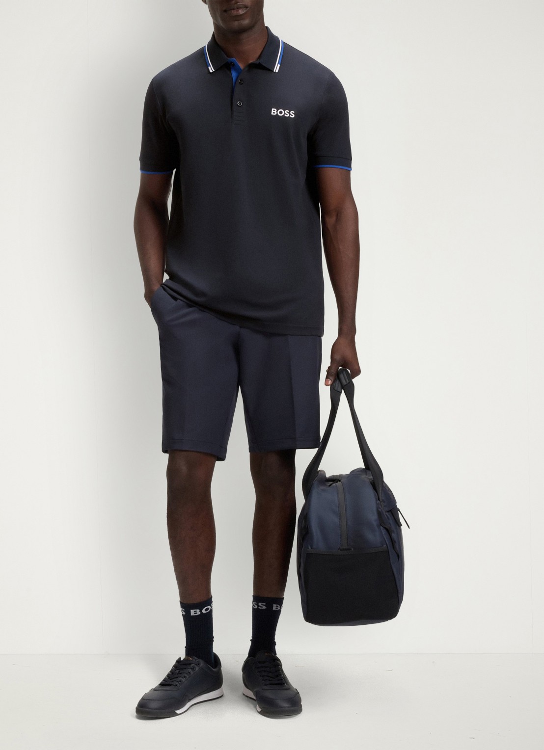 BOSS Paddy regular fit polo van piqué katoen  - voorkant 5 donkerblauw