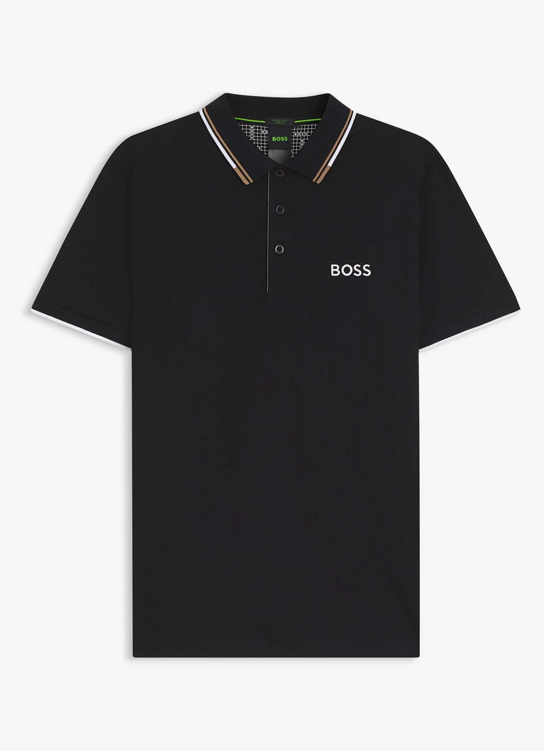 BOSS Paddy regular fit polo van piqué katoen  - voorkant 4 diepzwart