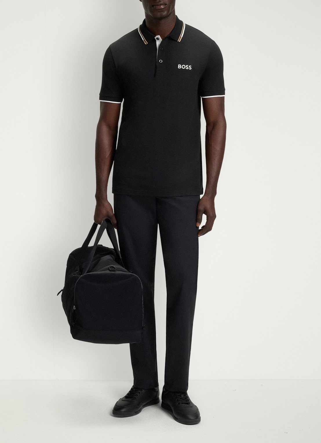 BOSS Paddy regular fit polo van piqué katoen  - voorkant 5 diepzwart