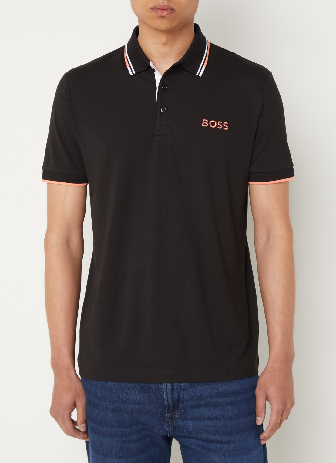 BOSS Paddy regular fit polo van piqué katoen  - detail 2 zalmroze