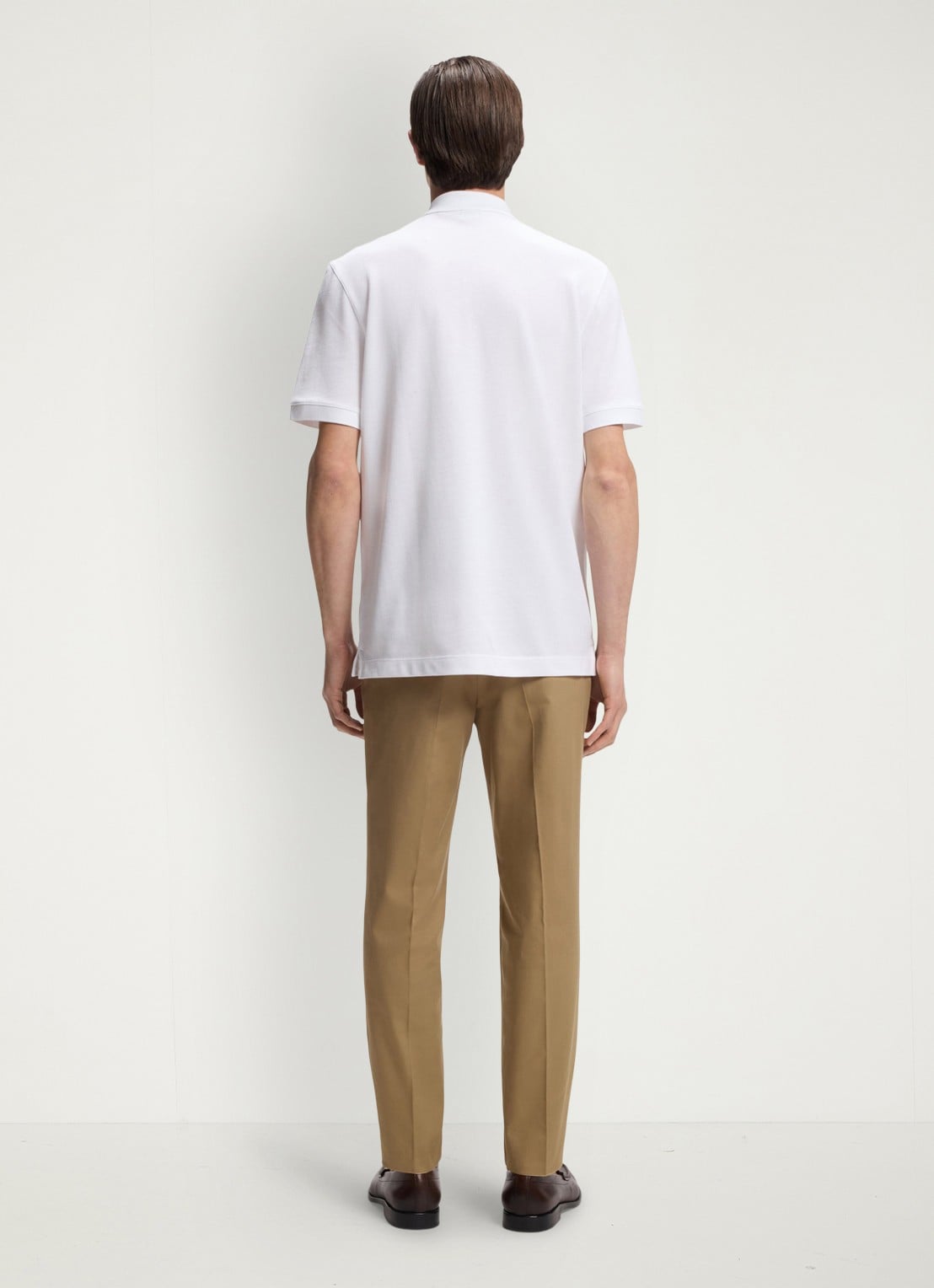 BOSS Pallas-polo van katoenpiqué met logostiksel - achterkant white-100 / wit