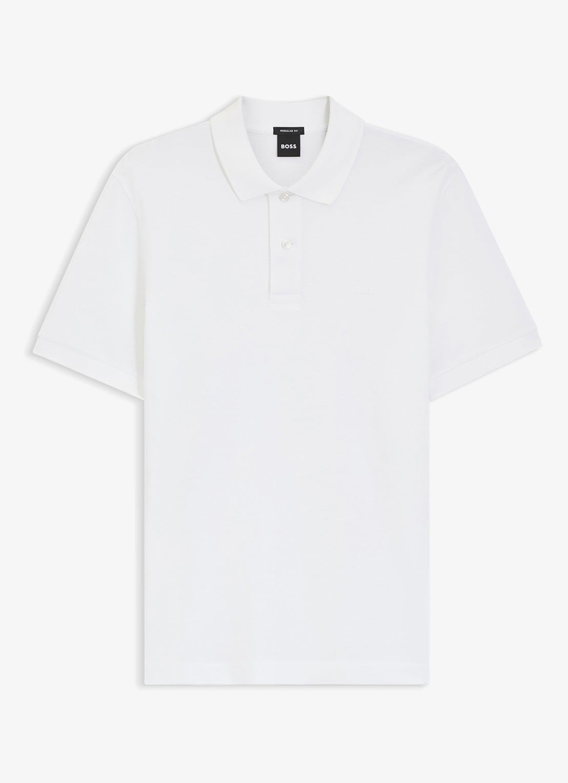 BOSS Pallas-polo van katoenpiqué met logostiksel - voorkant 4 white-100 / wit