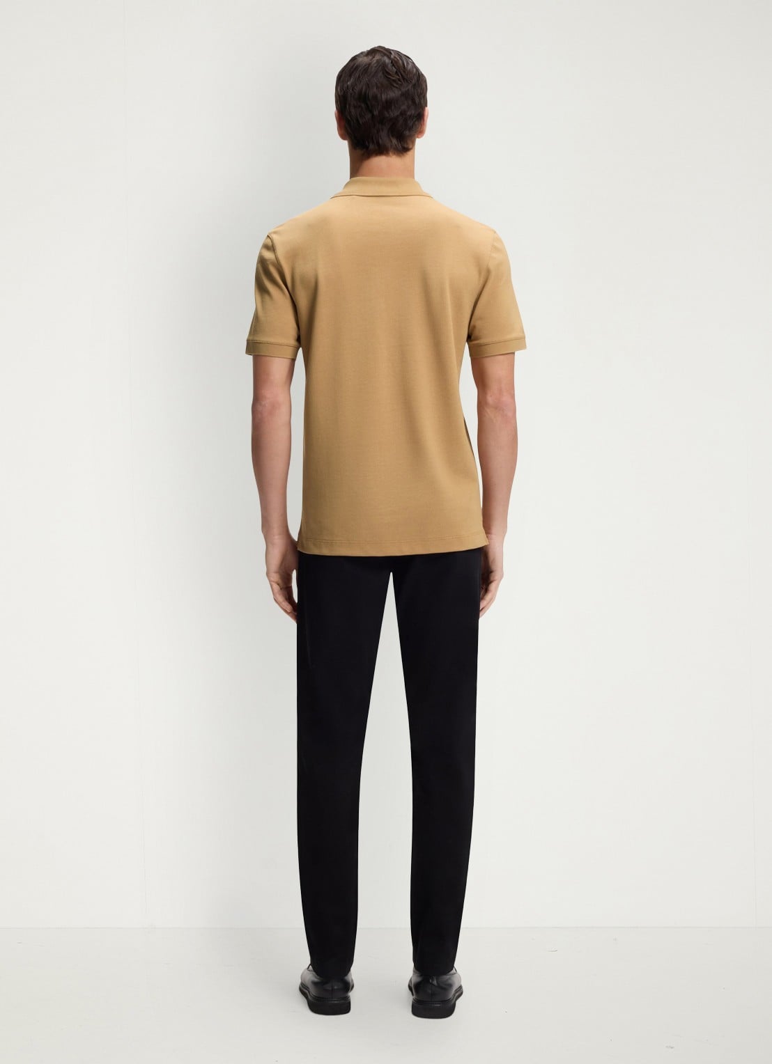 BOSS Pallas-polo van katoenpiqué met logostiksel - achterkant medium beige-260 / beige
