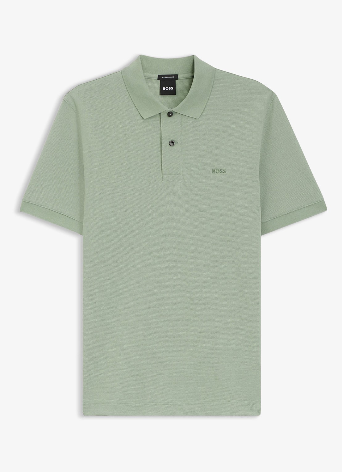 BOSS Pallas-polo van katoenpiqué met logostiksel - voorkant open green-373 / groen