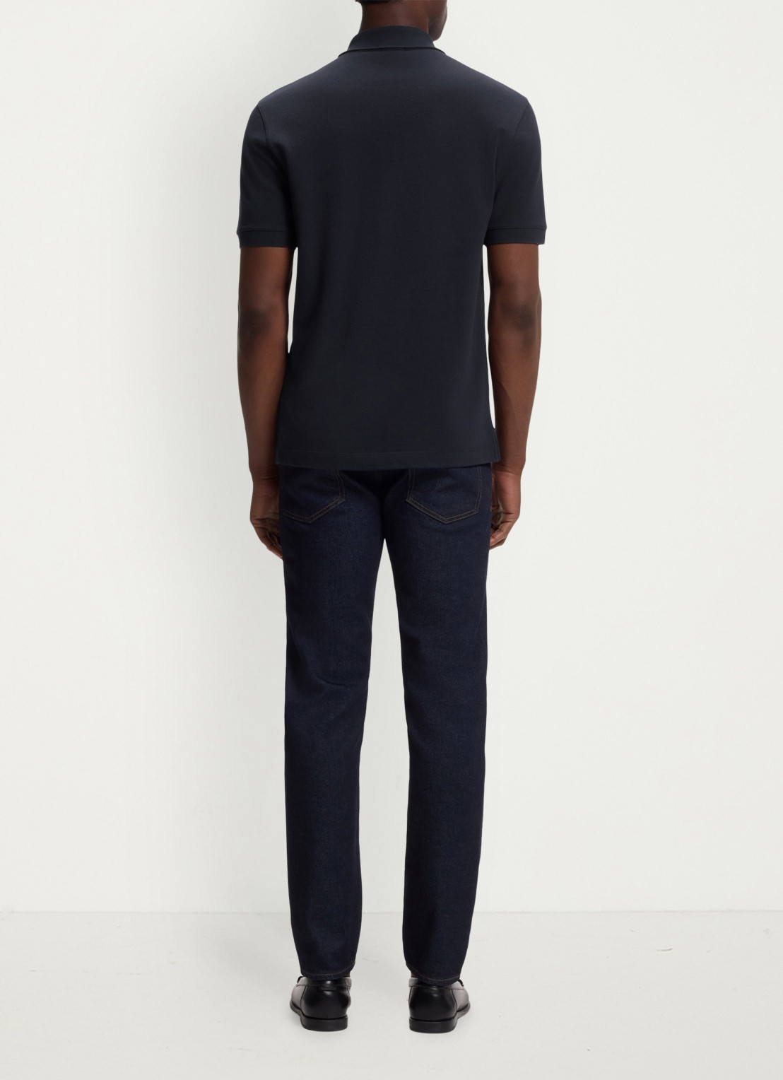 BOSS Pallas-polo van katoenpiqué met logostiksel - achterkant dark blue-404 / blauw