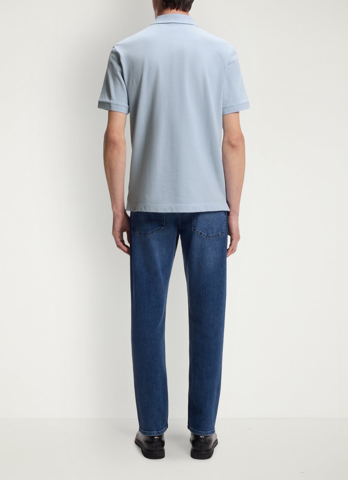 BOSS Pallas-polo van katoenpiqué met logostiksel - achterkant light /pastel blue-450 / lichtblauw