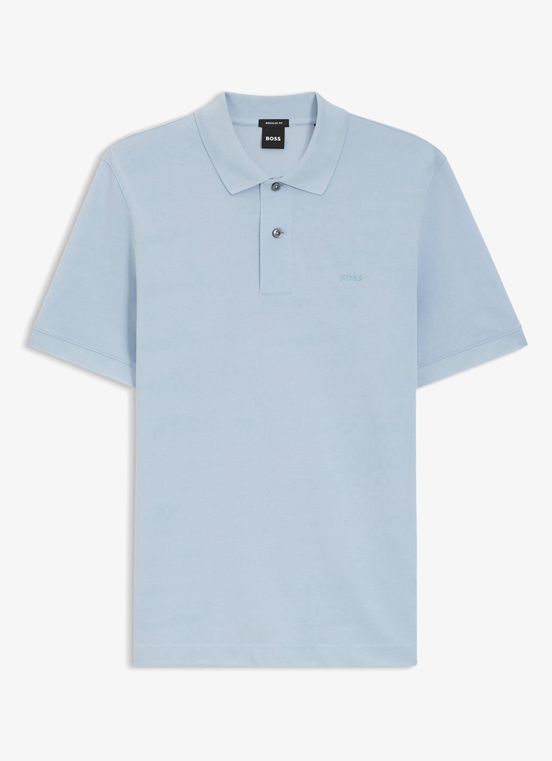 BOSS Pallas-polo van katoenpiqué met logostiksel - voorkant 2 light /pastel blue-450 / lichtblauw