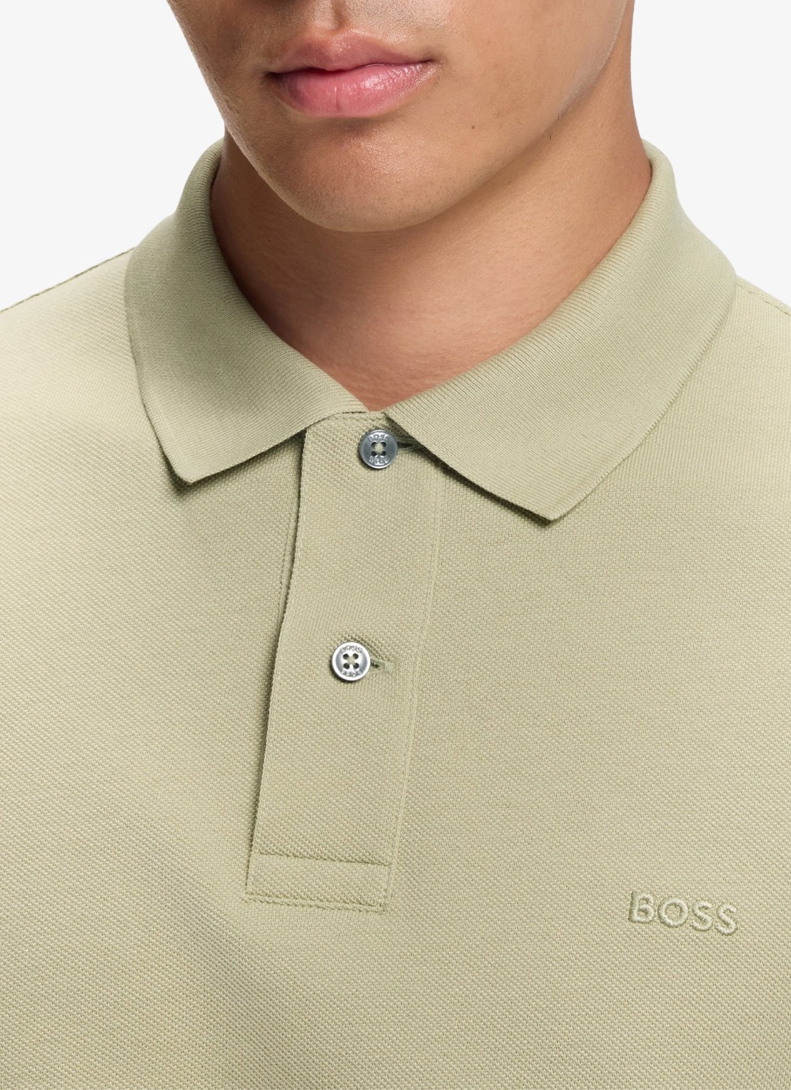 BOSS Pallas-polo van katoenpiqué met logostiksel - detail 5 dark beige-254 / beige