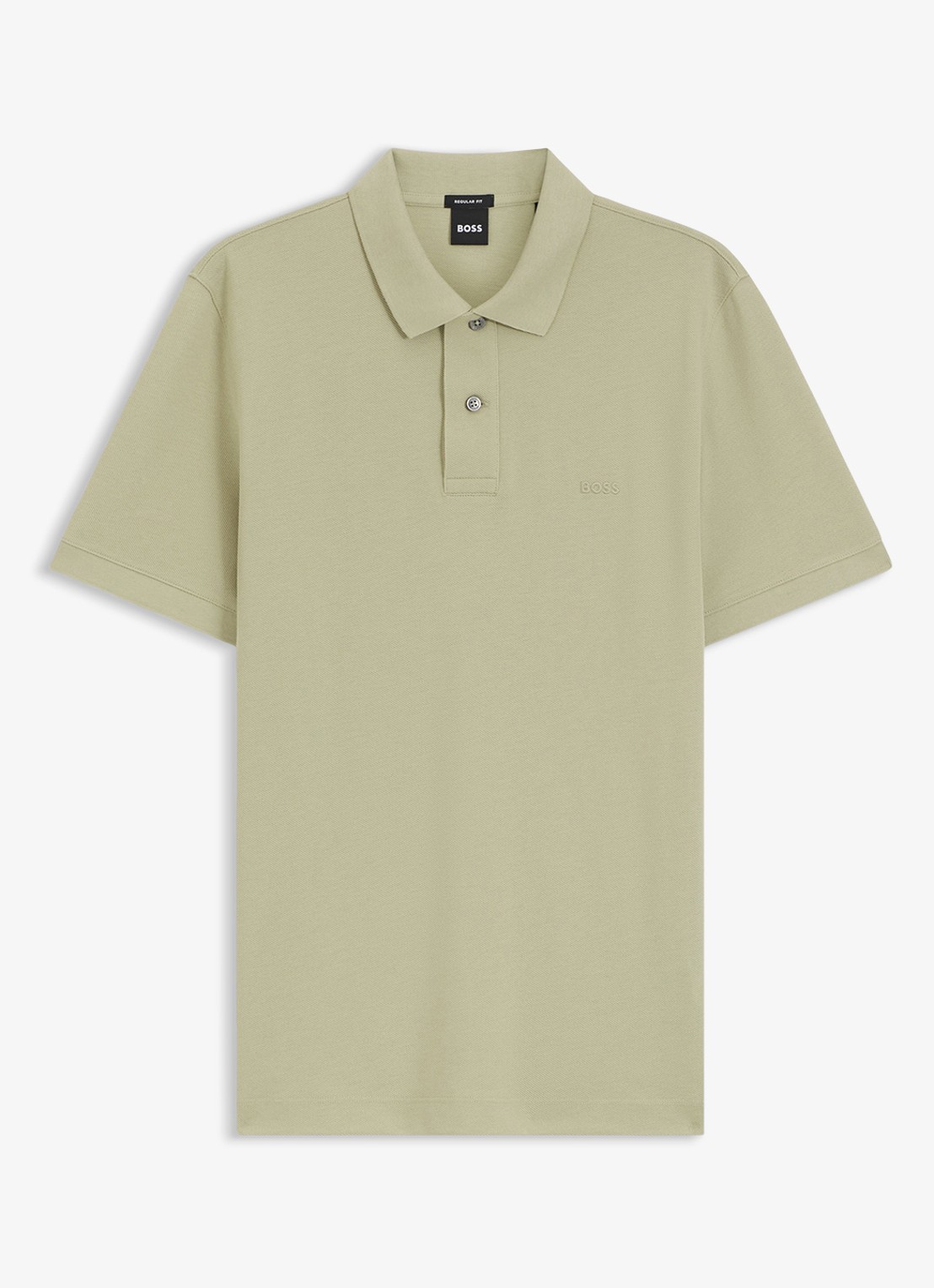 BOSS Pallas-polo van katoenpiqué met logostiksel - voorkant dark beige-254 / beige