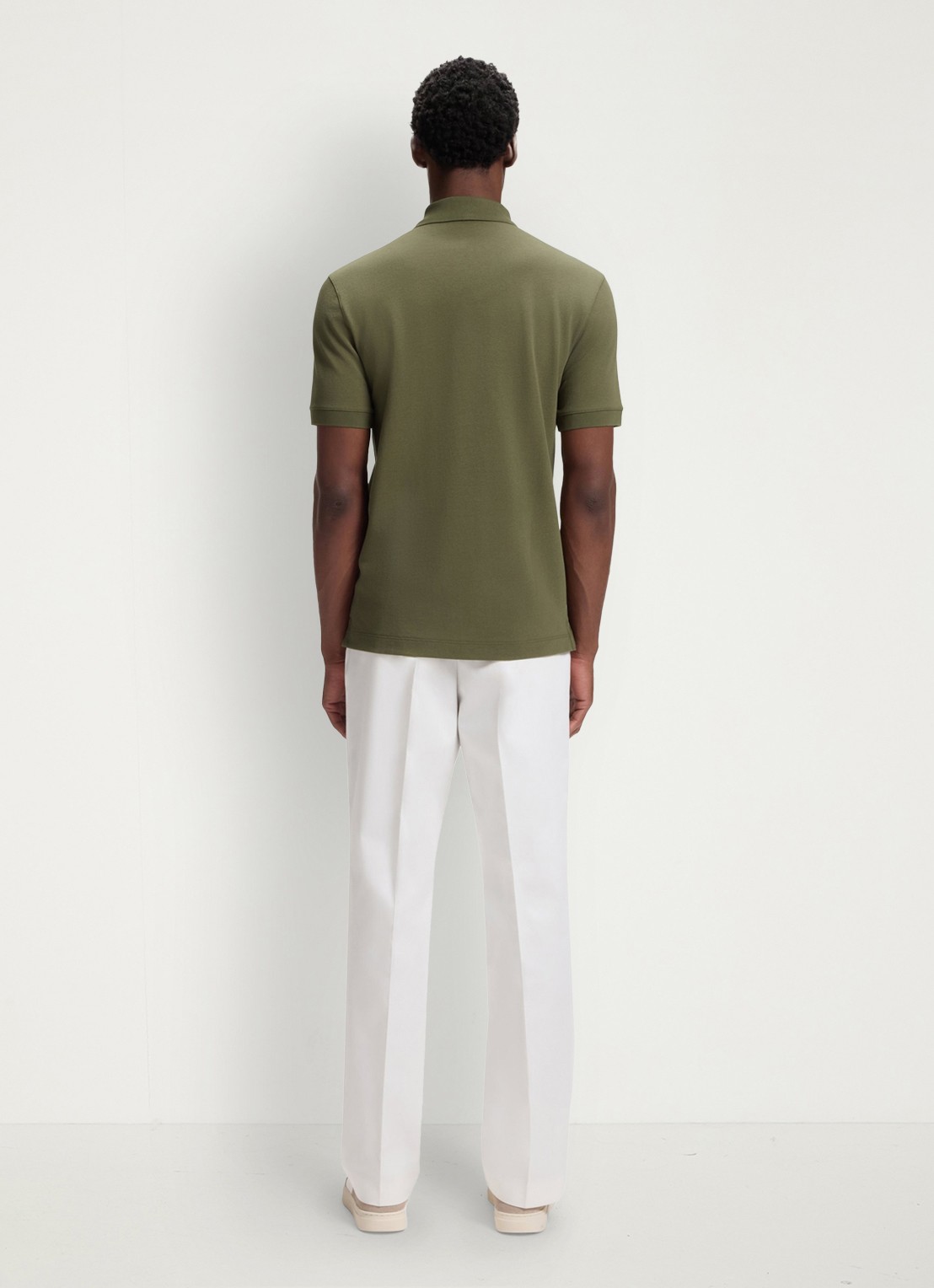 BOSS Pallas-polo van katoenpiqué met logostiksel - achterkant open green-347 / groen