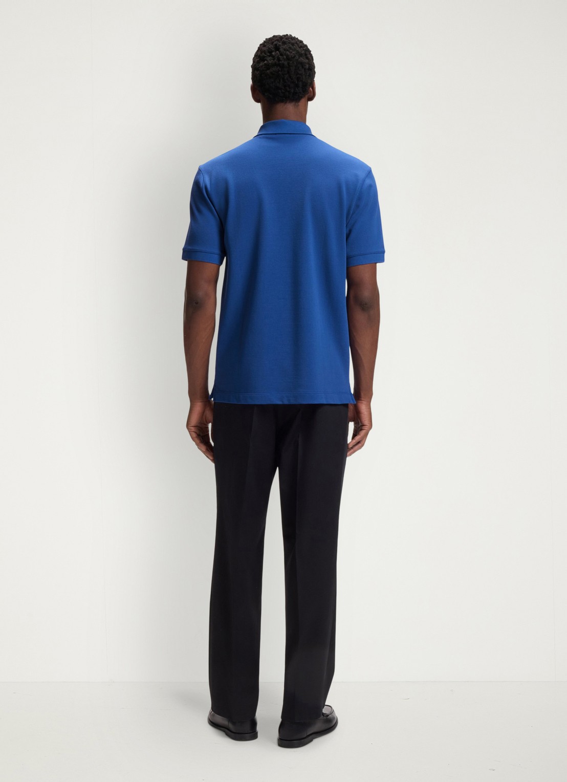 BOSS Pallas-polo van katoenpiqué met logostiksel - achterkant medium blue-429 / blauw