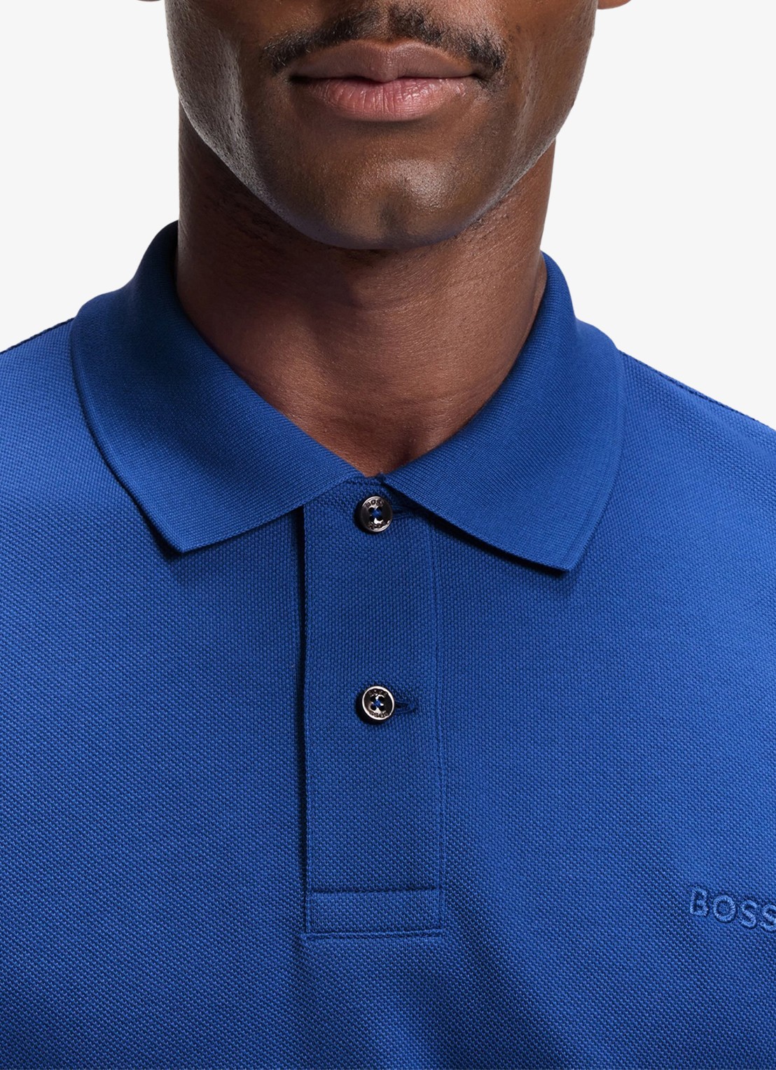 BOSS Pallas-polo van katoenpiqué met logostiksel - detail 6 medium blue-429 / blauw
