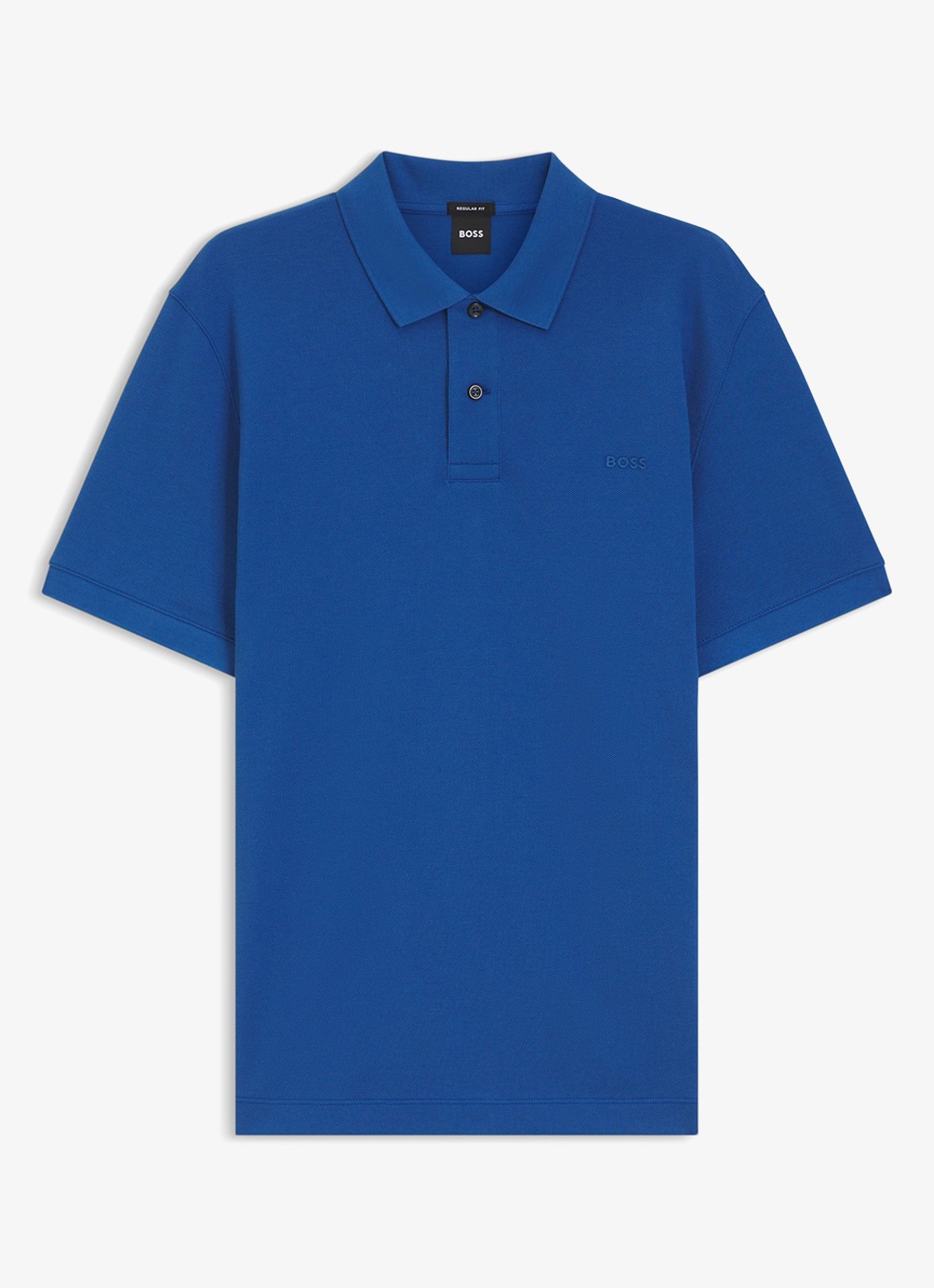 BOSS Pallas-polo van katoenpiqué met logostiksel - voorkant 2 medium blue-429 / blauw