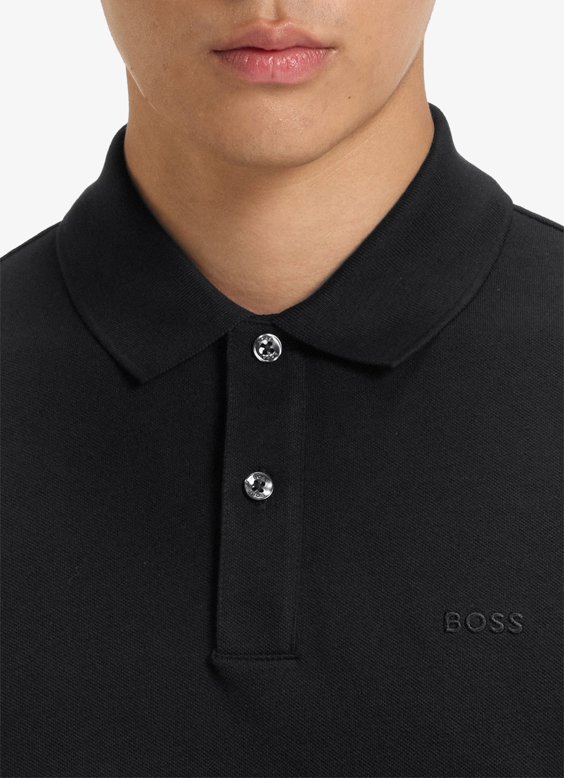 BOSS Pallas regular fit polo van piqué katoen - detail 5 zwart