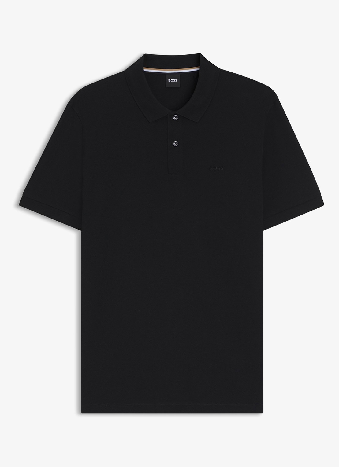 BOSS Pallas regular fit polo van piqué katoen - voorkant 2 zwart