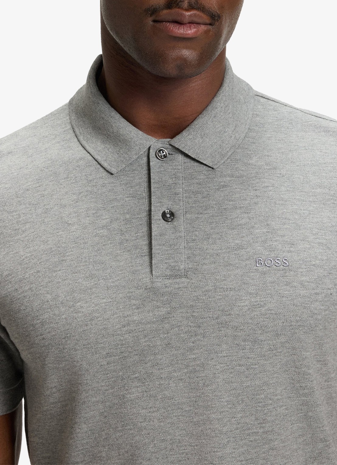 BOSS Pallas regular fit polo van piqué katoen - detail 3 grijsmele