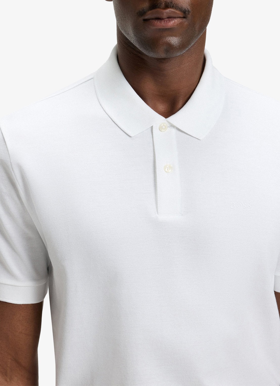 BOSS Pallas regular fit polo van piqué katoen - detail 3 wit