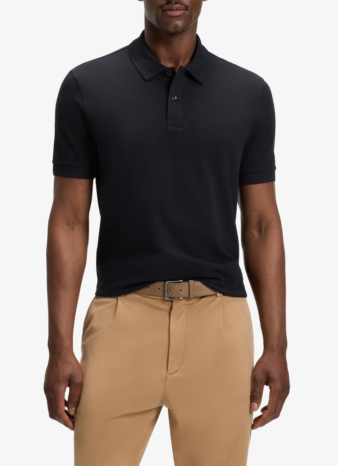 BOSS Pallas regular fit polo van piqué katoen - detail 4 donkerblauw
