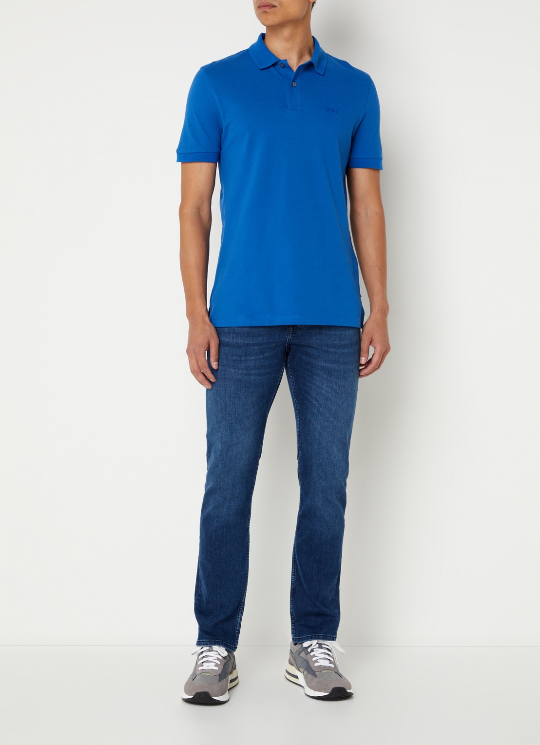 BOSS Pallas regular fit polo van piqué katoen - voorkant 4 blauw