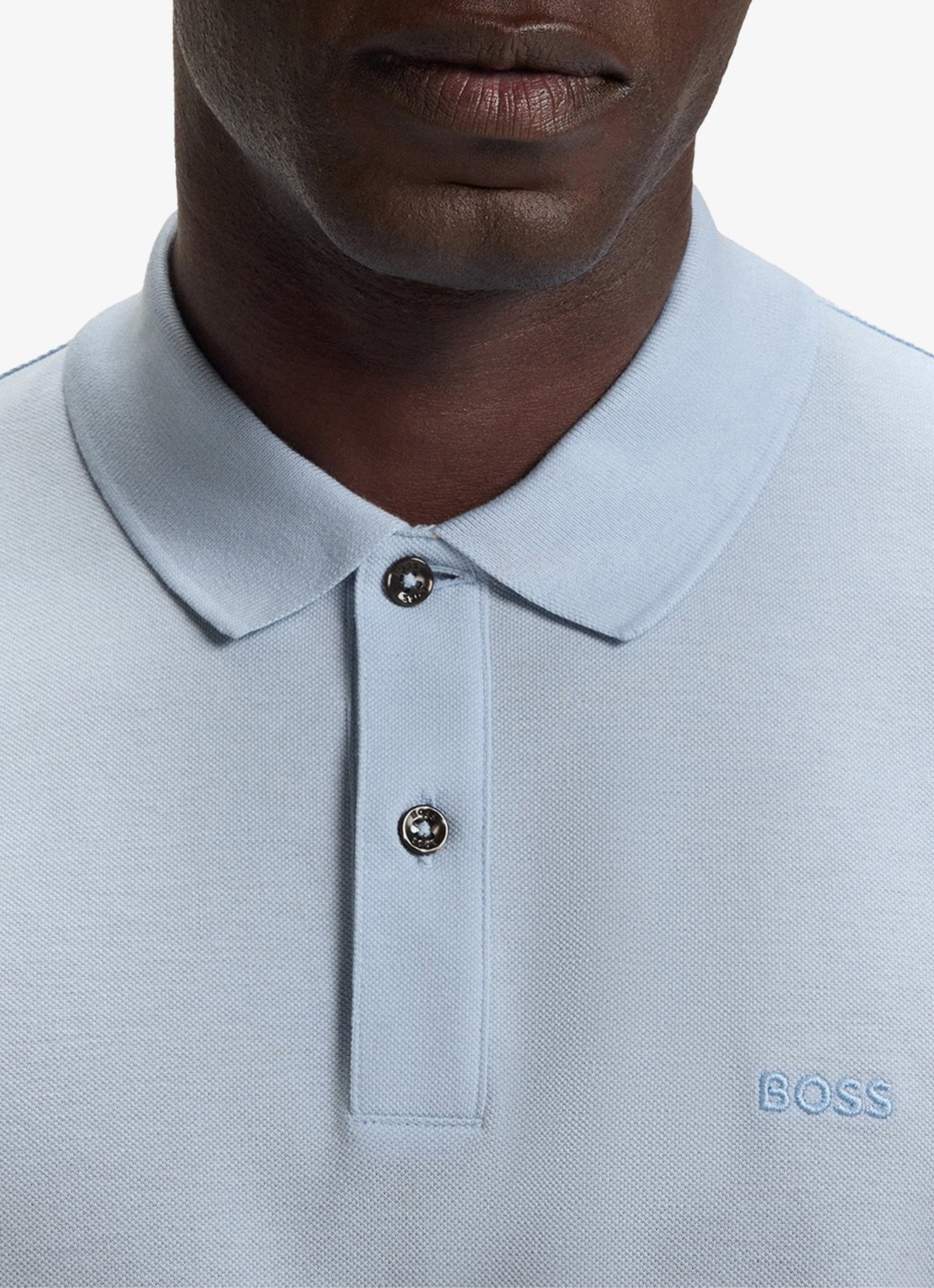 BOSS Pallas regular fit polo van piqué katoen - detail 5 lichtblauw