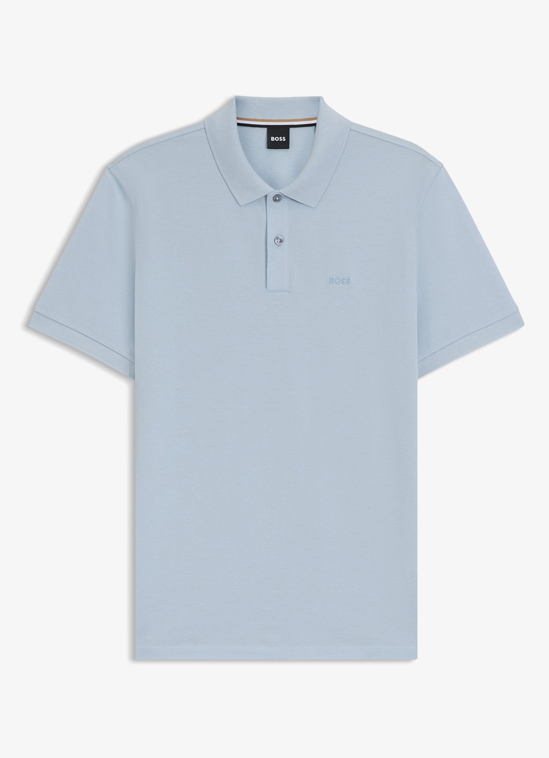 BOSS Pallas regular fit polo van piqué katoen - voorkant 2 lichtblauw
