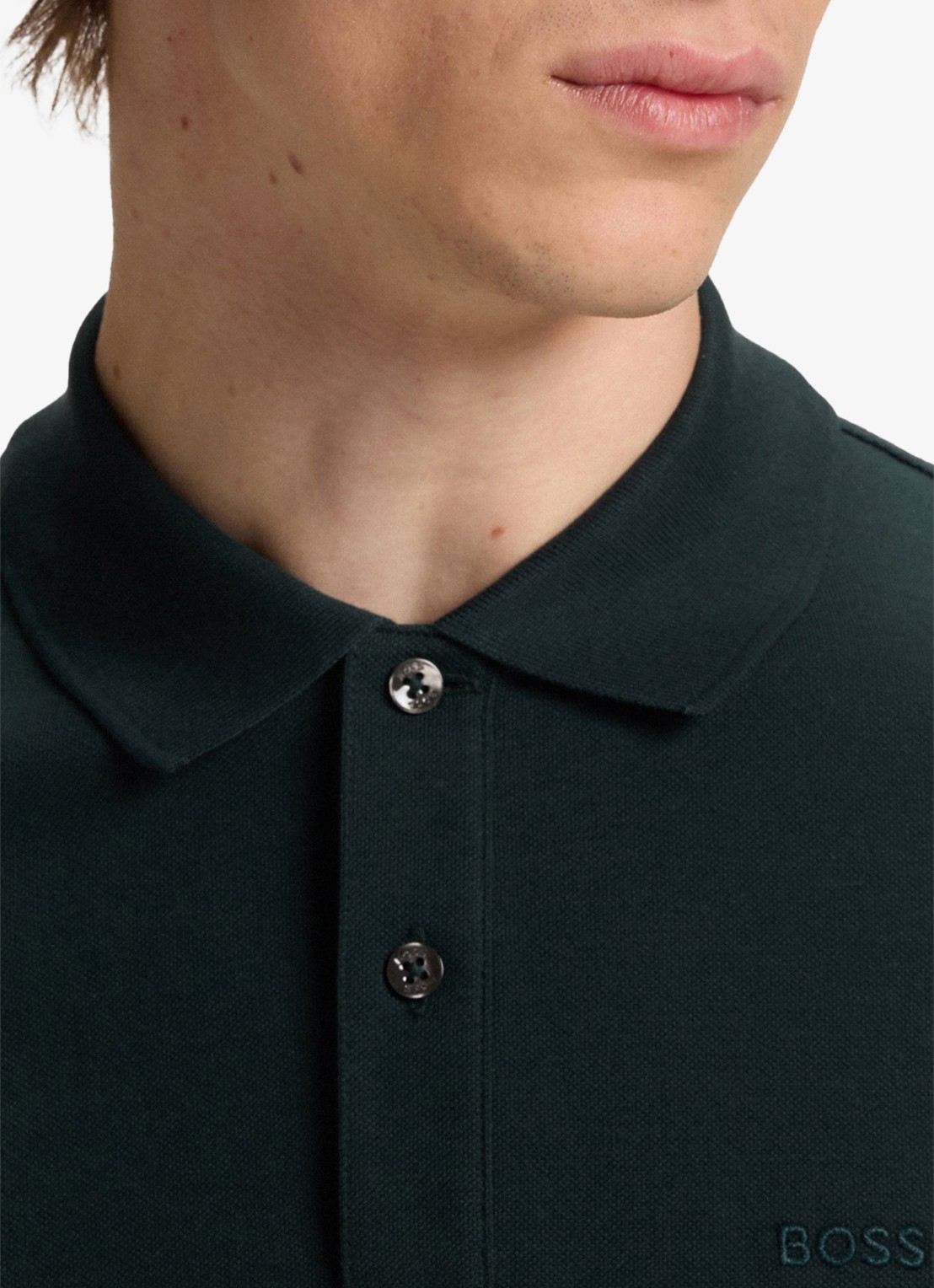 BOSS Pallas regular fit polo van piqué katoen - detail 4 donkergroen