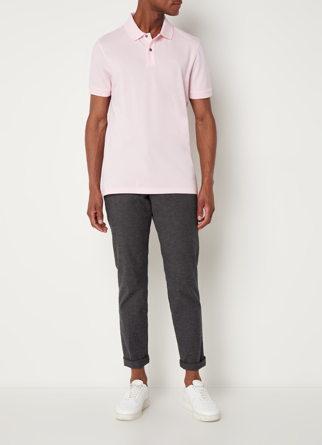 BOSS Pallas regular fit polo van piqué katoen - voorkant 6 lichtroze