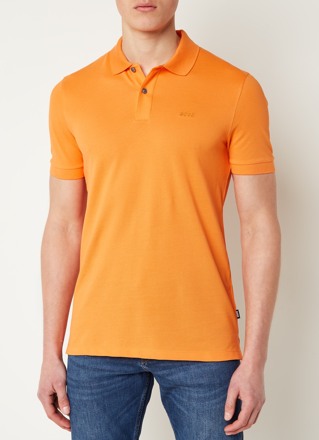 BOSS Pallas regular fit polo van piqué katoen - detail 2 oranje