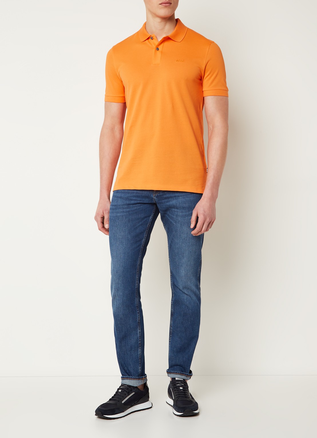 BOSS Pallas regular fit polo van piqué katoen - voorkant 4 oranje