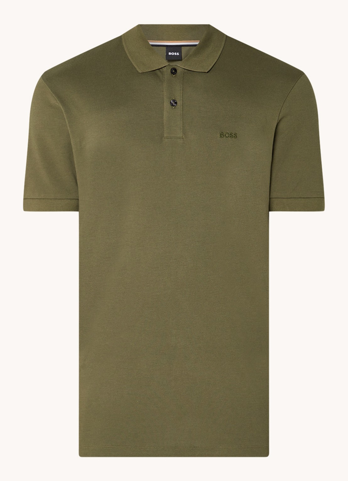 BOSS Pallas regular fit polo van piqué katoen - voorkant 3 mosgroen