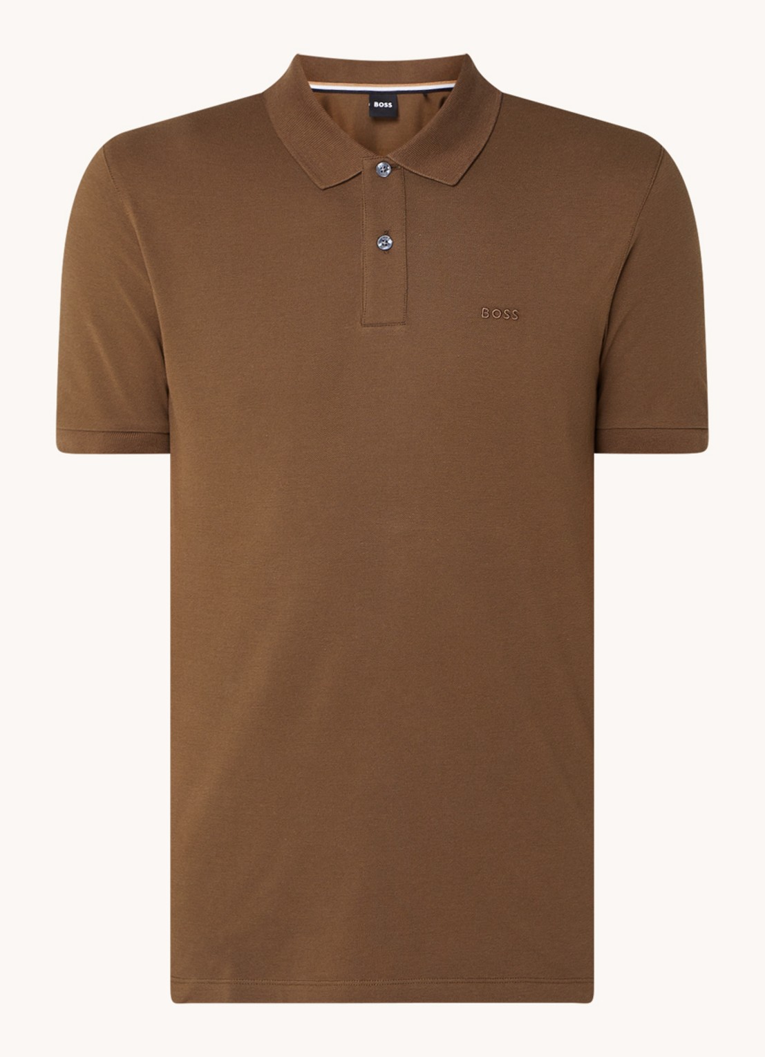 BOSS Pallas regular fit polo van piqué katoen - voorkant 3 legergroen