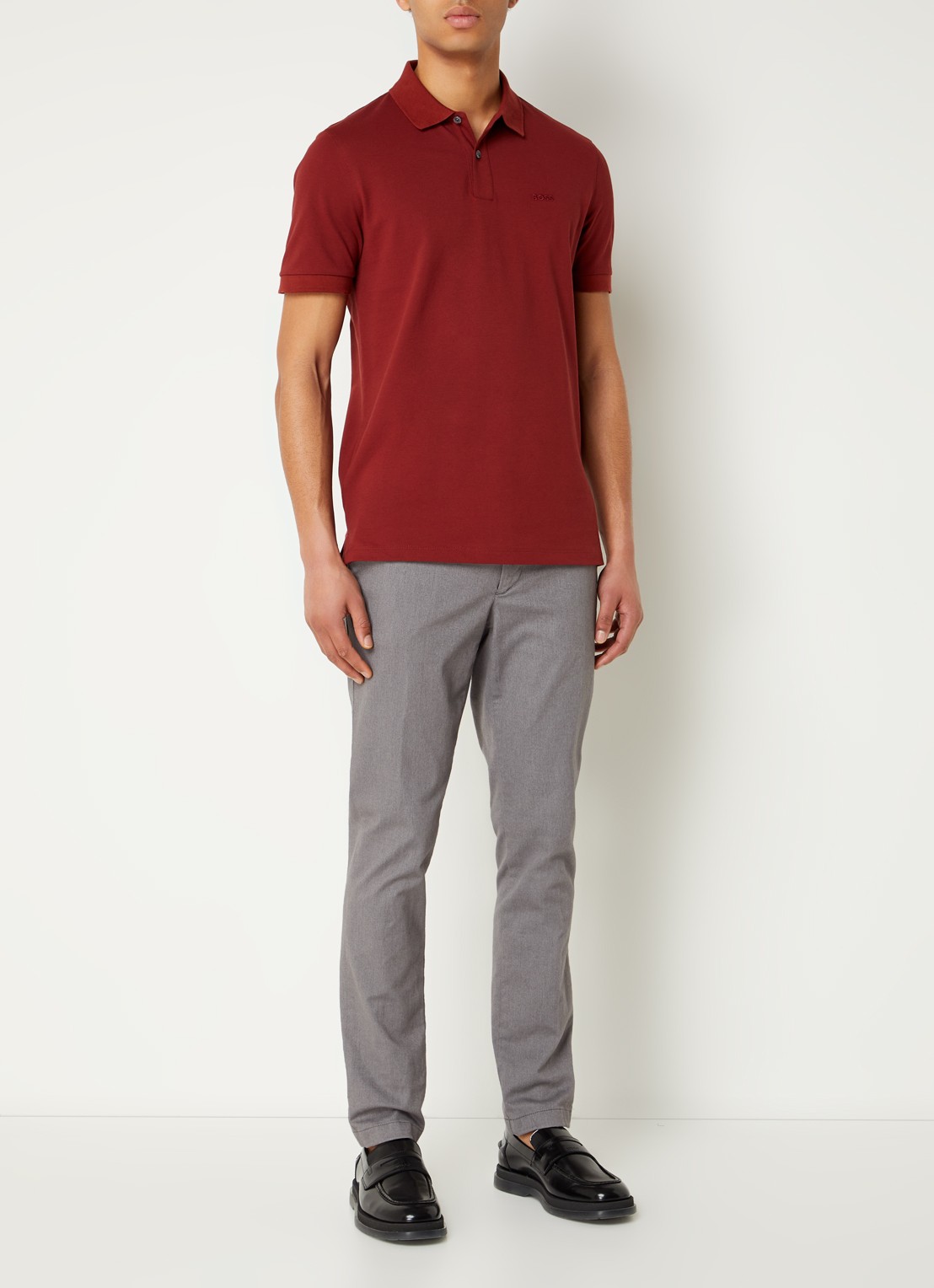 BOSS Pallas regular fit polo van piqué katoen - voorkant 3 steenrood