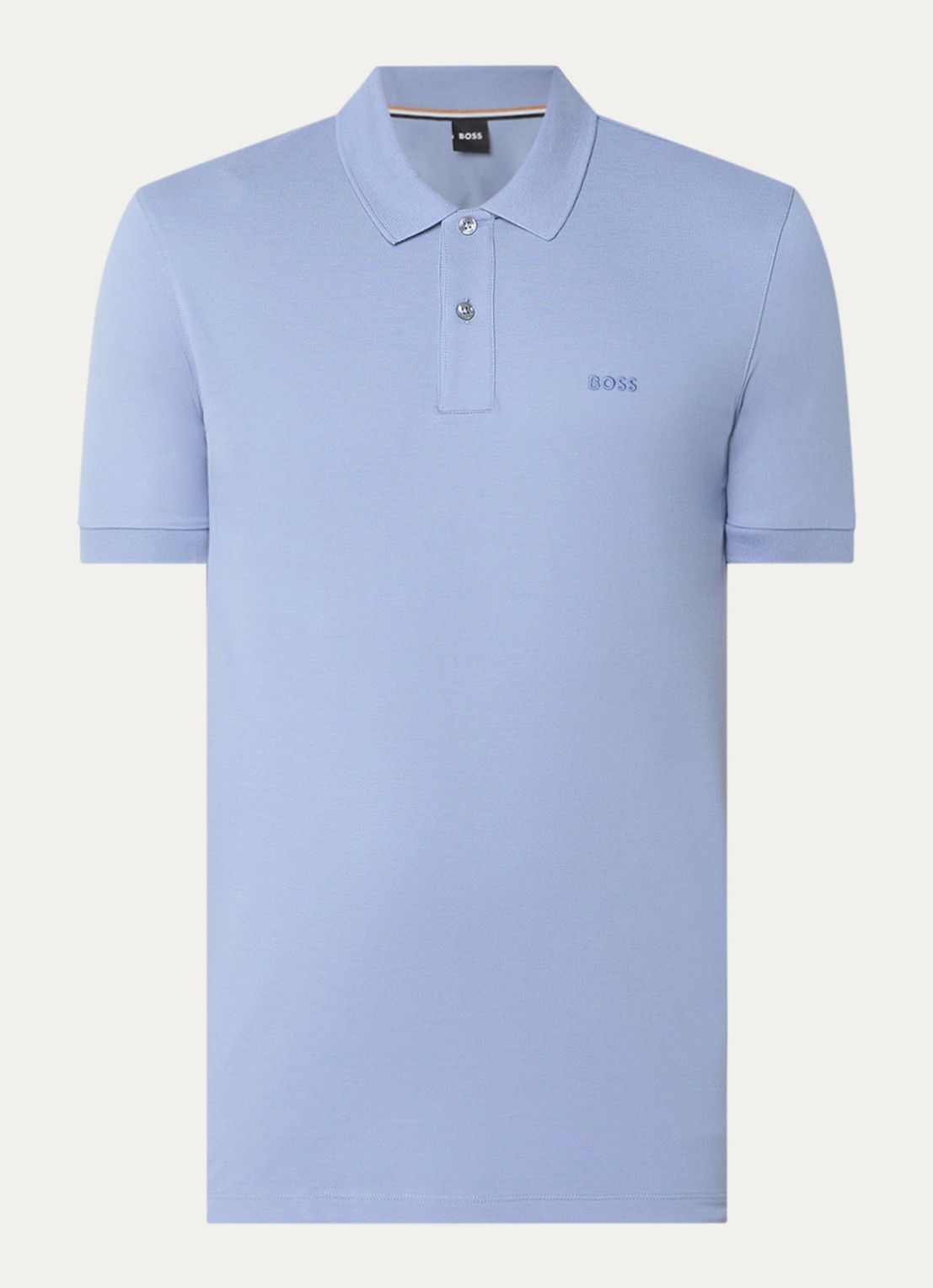 BOSS Pallas regular fit polo van piqué katoen - voorkant 2 blauwgrijs