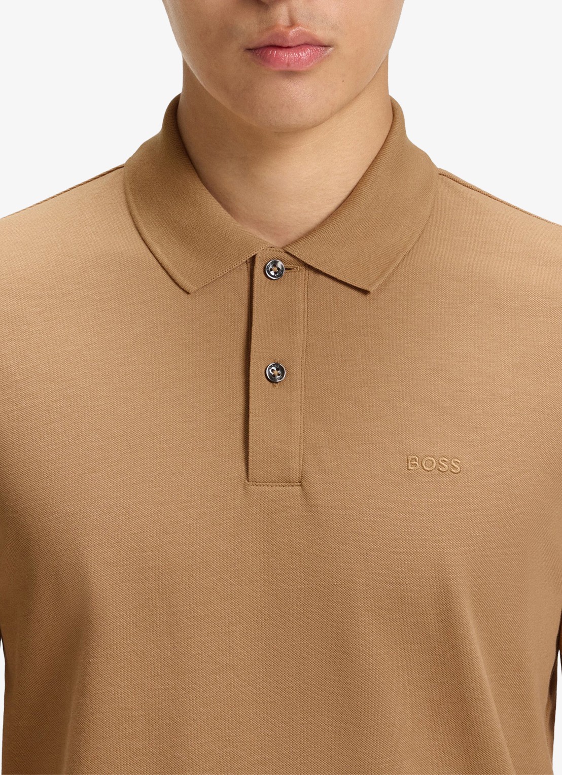 BOSS Pallas regular fit polo van piqué katoen - detail 5 creme