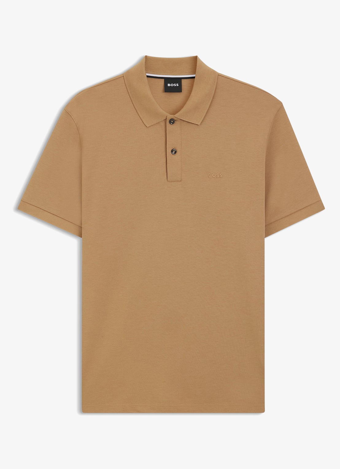 BOSS Pallas regular fit polo van piqué katoen - voorkant creme