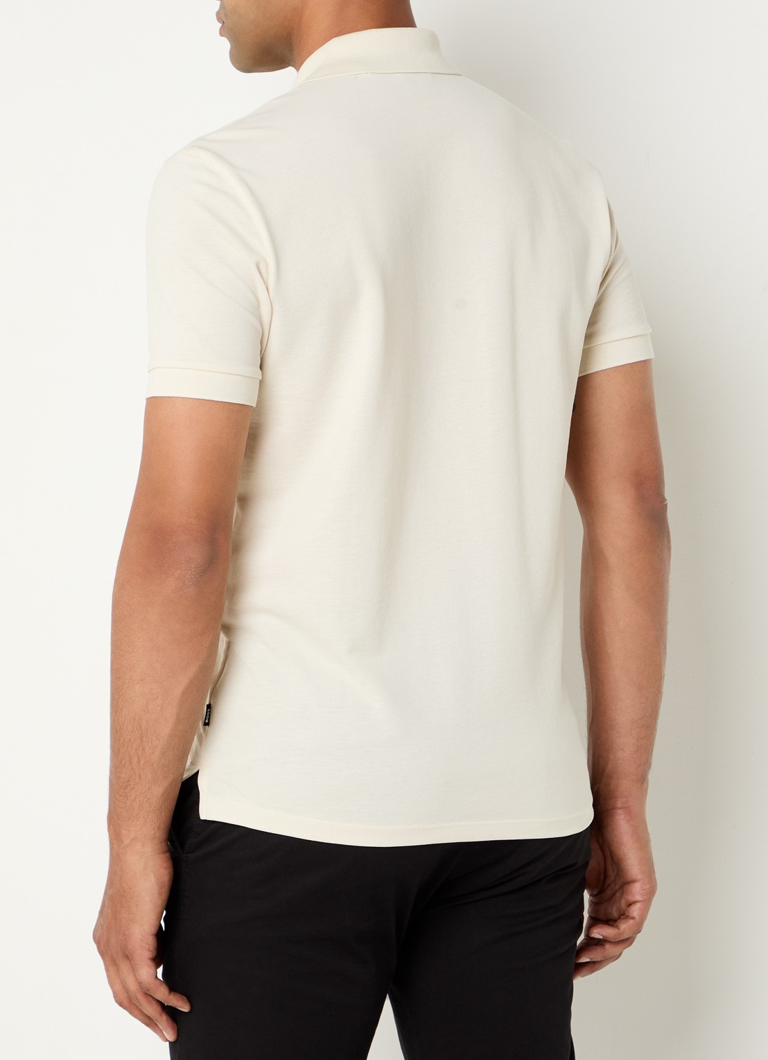 BOSS Pallas regular fit polo van piqué katoen - achterkant gebroken wit