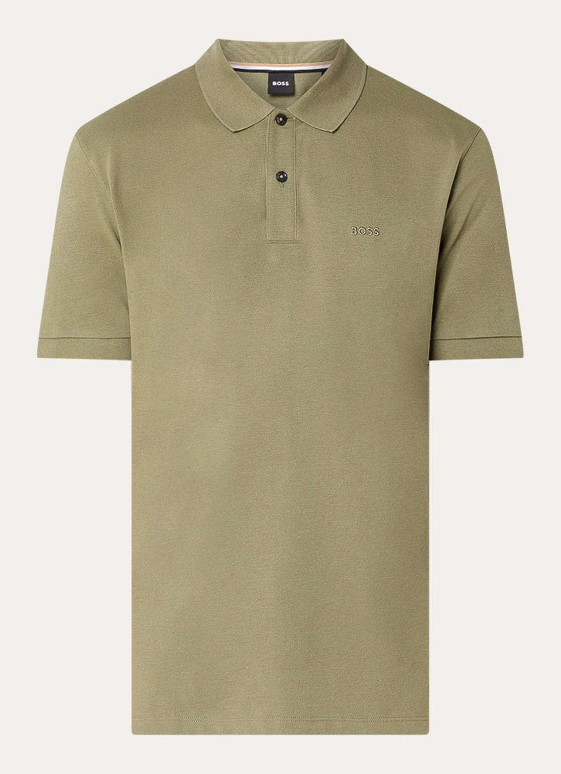 BOSS Pallas regular fit polo van piqué katoen - voorkant legergroen